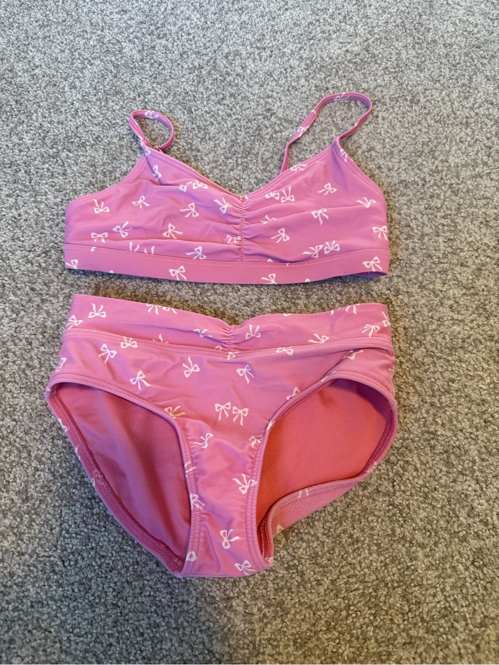 abercrombie kids Pink Bow Print Two-Piece Swim Set